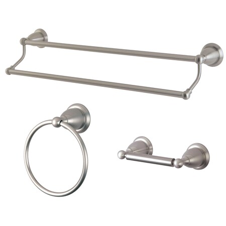 Kingston Brass 3-Piece Bathroom Accessory Set, Brushed Nickel BAK175348SN